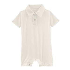 Kickee Pants Short Sleeve Polo Romper - Natural