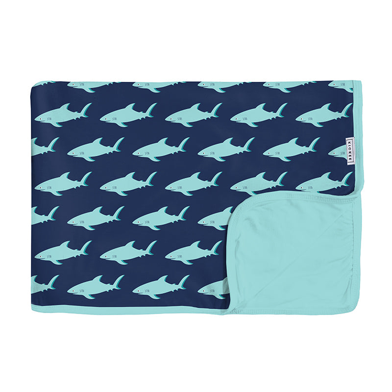 Kickee Pants Print Toddler Blanket - Flag Blue Sharky