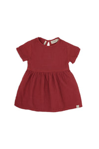 Dusq Cotton Muslin Baby Dress - Clay Red