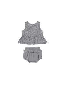 Quincy Mae Sleeveless Peplum Set - Indigo Flora