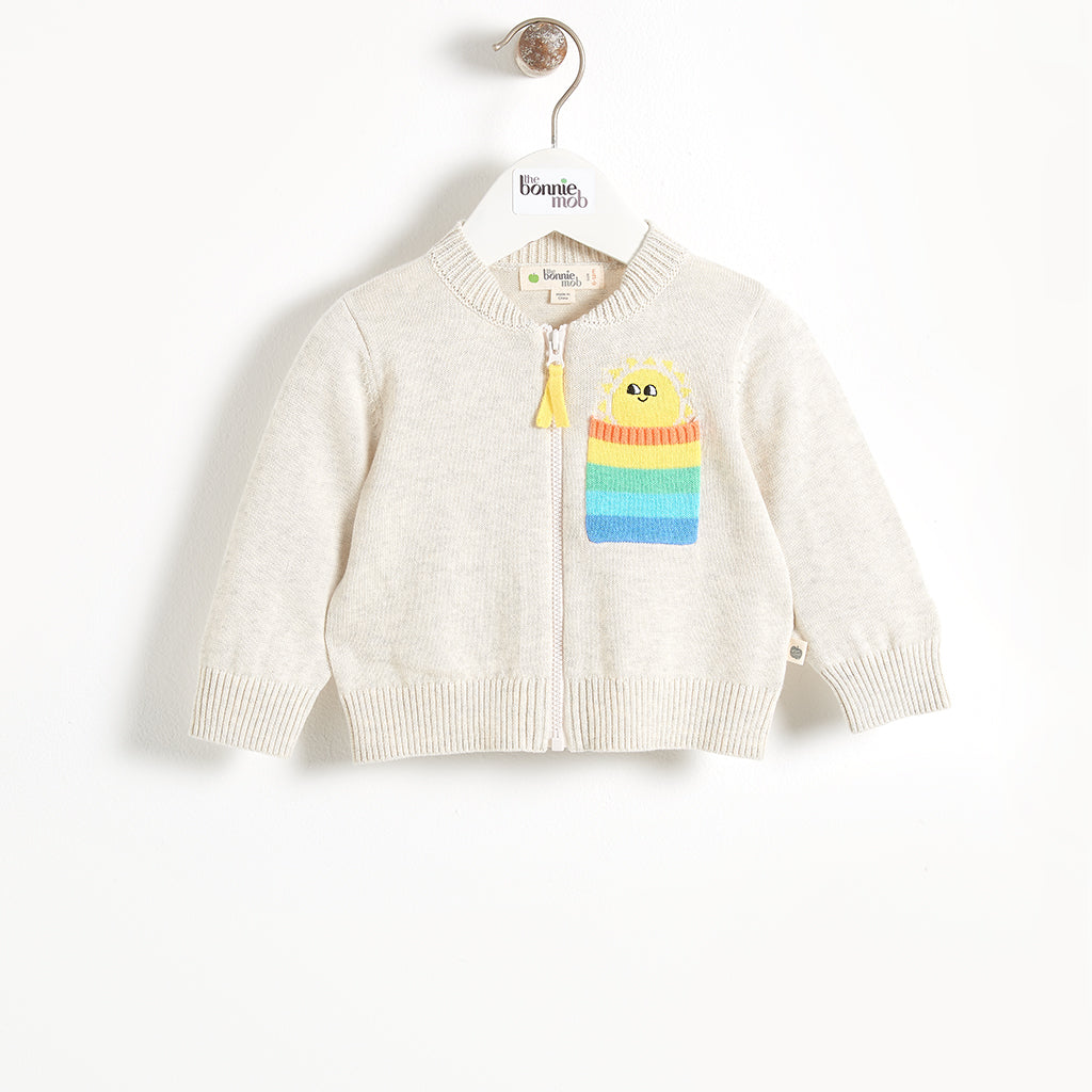 Bonnie Mob Kapoor Knit Intarsia Cardigan - Putty