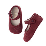 Tocoto Vintage Suede Mary Jane Baby Shoes - Red Wine