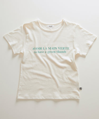 Oeuf Baby Tee Shirt - Gardenia/Green Thumb