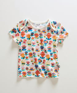Oeuf Baby Pima Tee - Gardenia/Large Flower