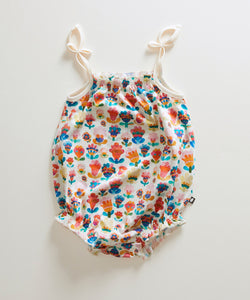 Oeuf Tie Strap Onesie - Gardenia/Large Flower