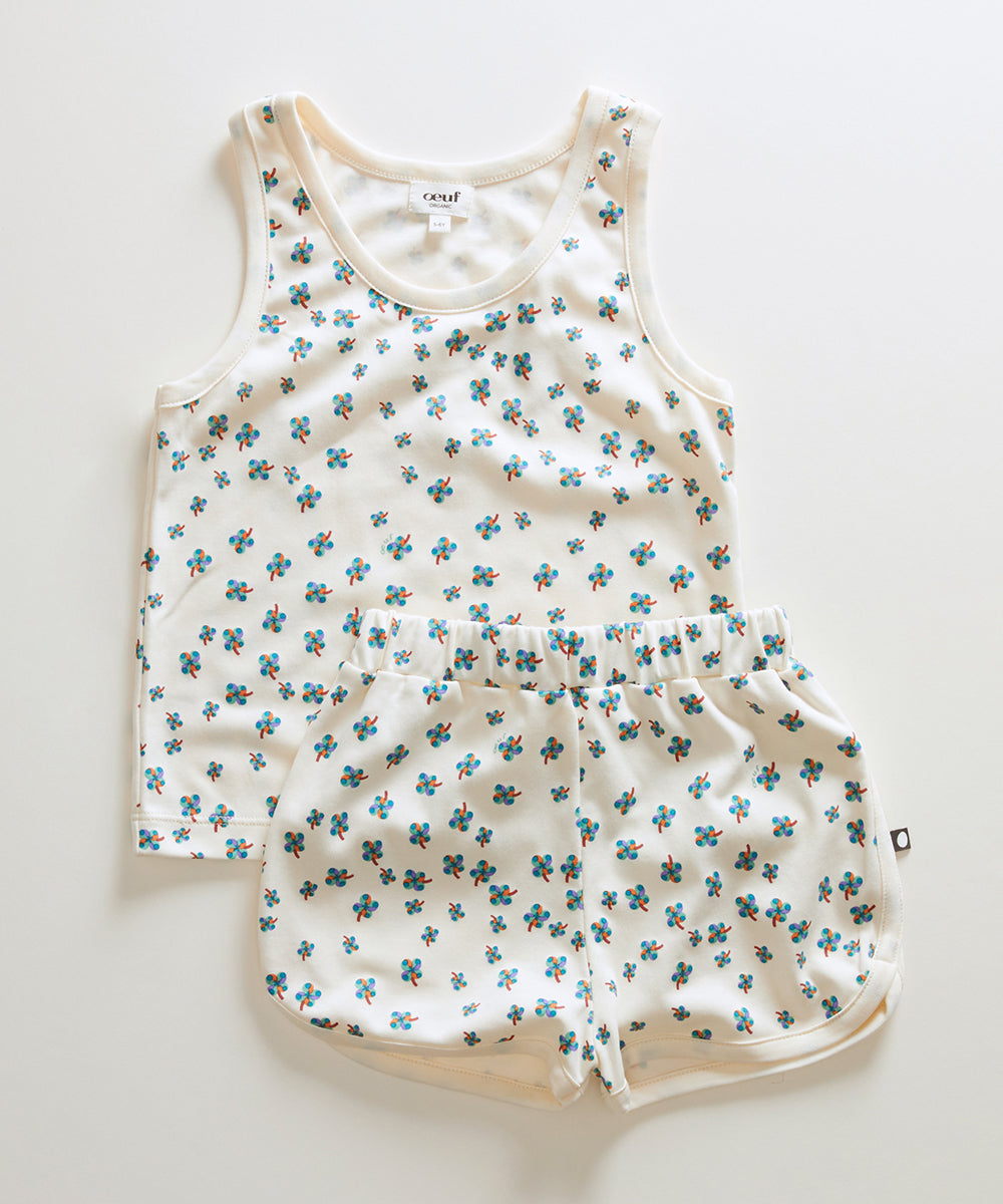 Oeuf Tank Top + Shorts Set - Gardenia/Clover Print