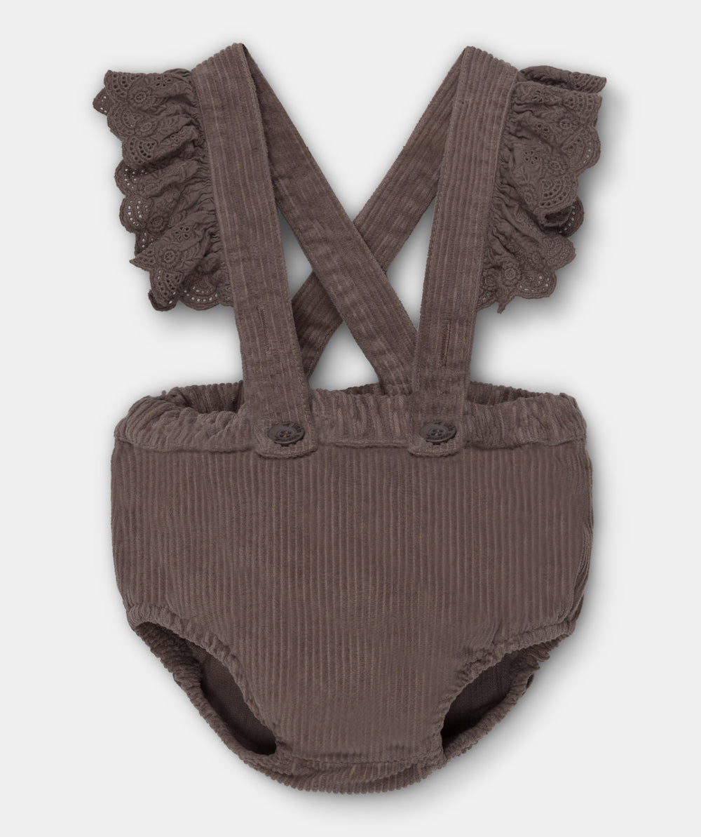 My Little Cozmo Cris Organic Baby Bloomers With Suspenders - Taupe