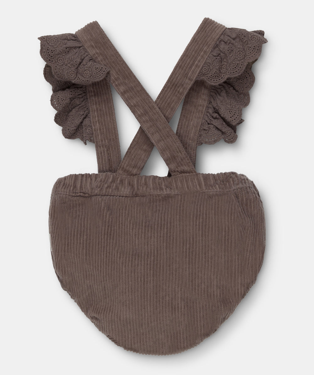 My Little Cozmo Cris Organic Baby Bloomers With Suspenders - Taupe