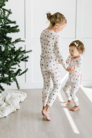 Kickee Pants Print Long Sleeve Pajama Set - Natural Holiday Lights