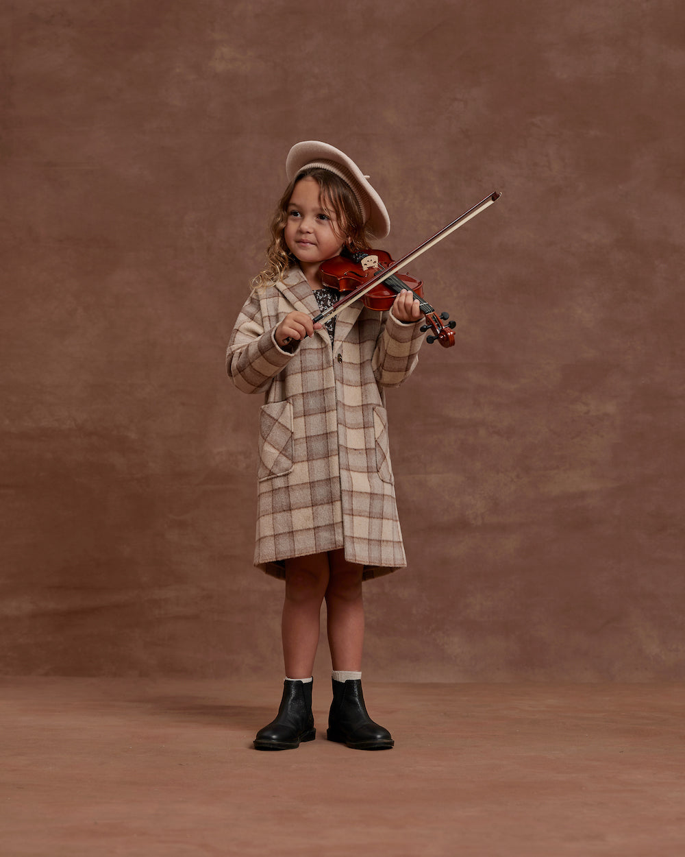 Rylee + Cru Longline Coat - Grey Plaid