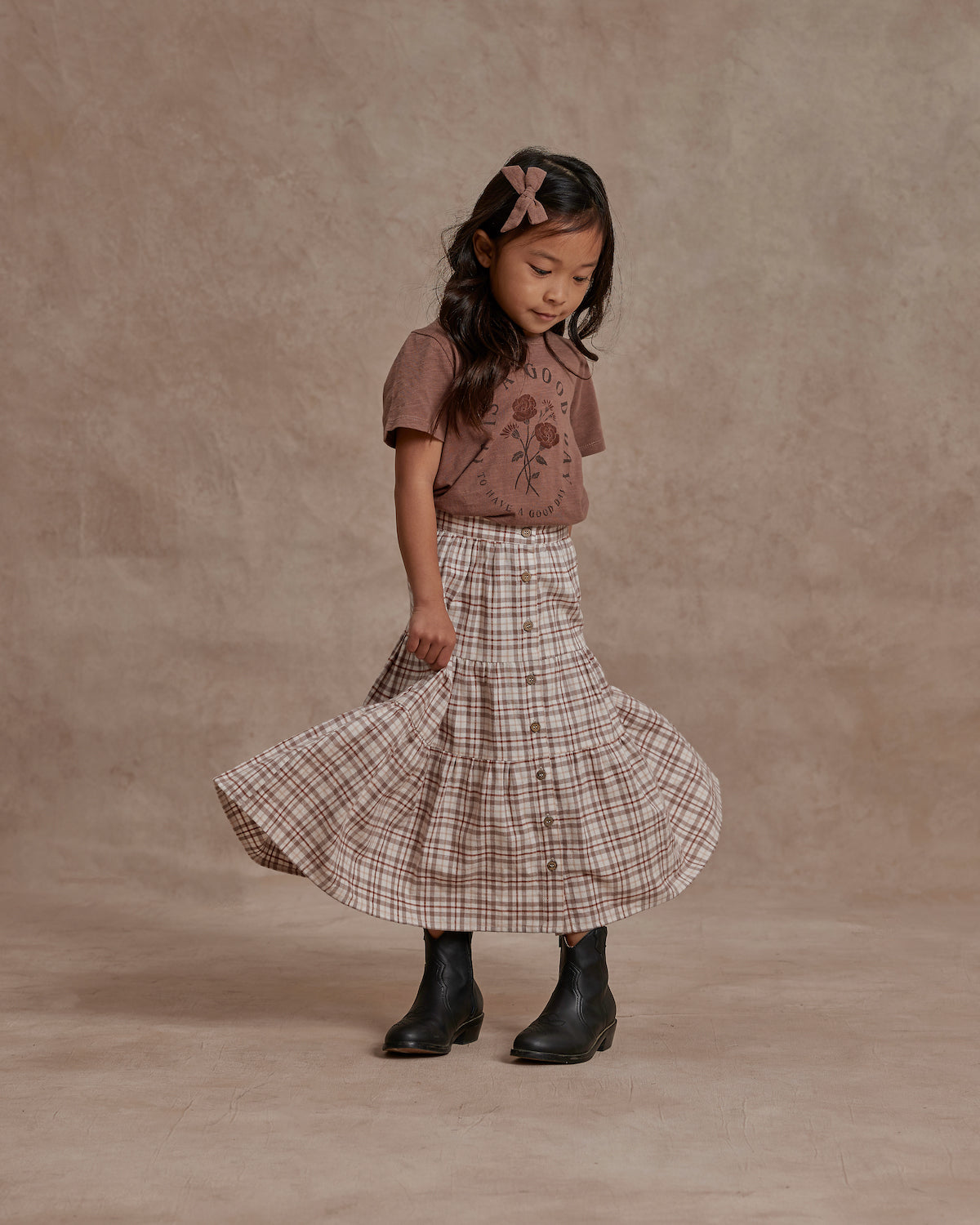 Rylee + Cru Joelle Skirt - Mocha Plaid