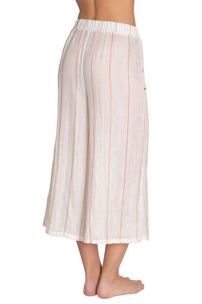 Eberjey Awning Stripe Evie Pant - Cloud/Caramello