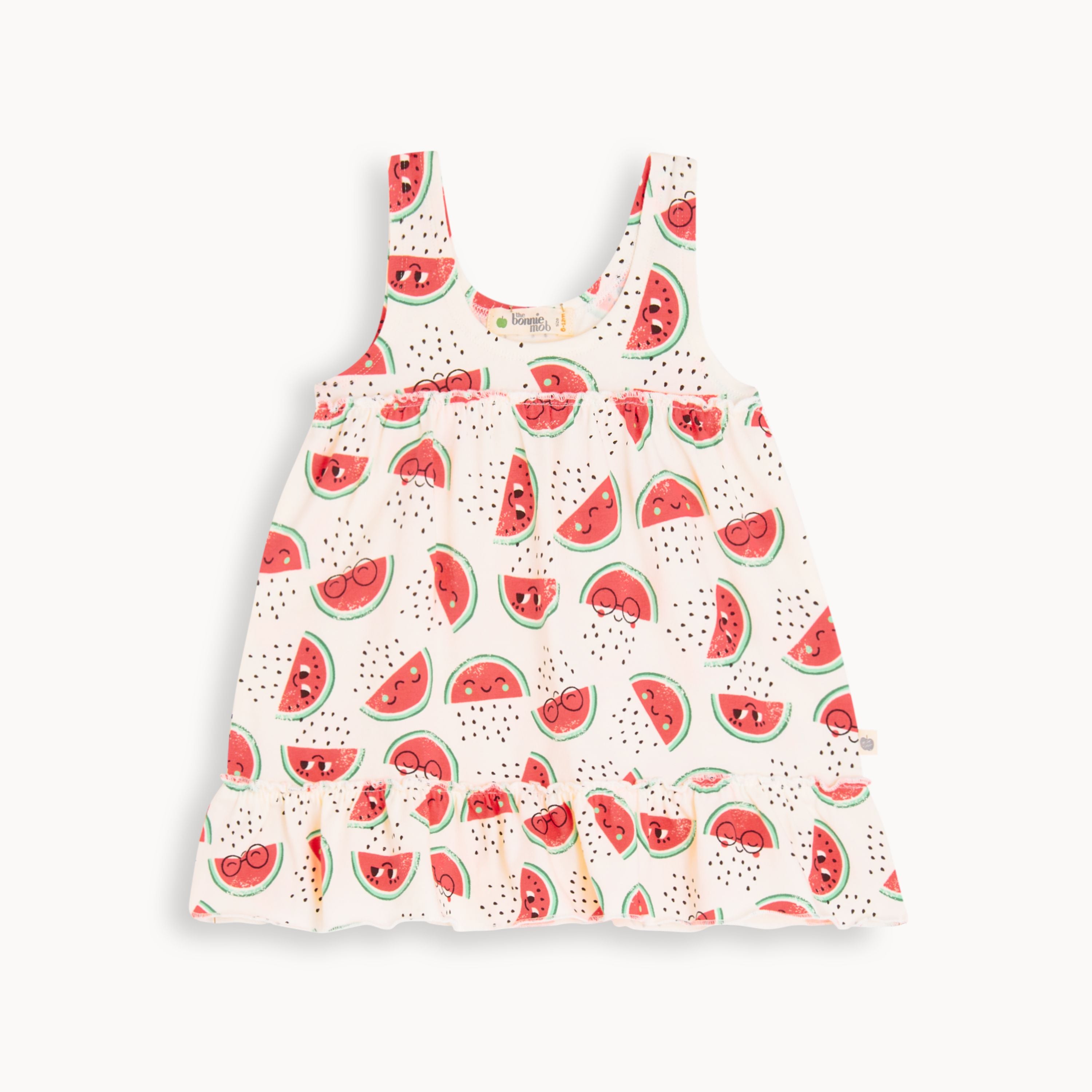 The Bonnie Mob Kids Frill Shoulder Dress - Watermelon