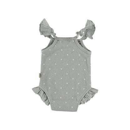 My Little Cozmo Ellie Organic Rib Print Baby Bodysuit - Light Grey