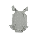 My Little Cozmo Ellie Organic Rib Print Baby Bodysuit - Light Grey