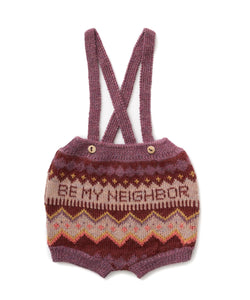 Oeuf Be My Neighbor Fairisle Suspender Shorts - Bright Mauve/Funfetti