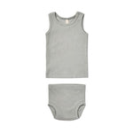 Quincy Mae Ribbed Tank + Bloomer Set - Sky