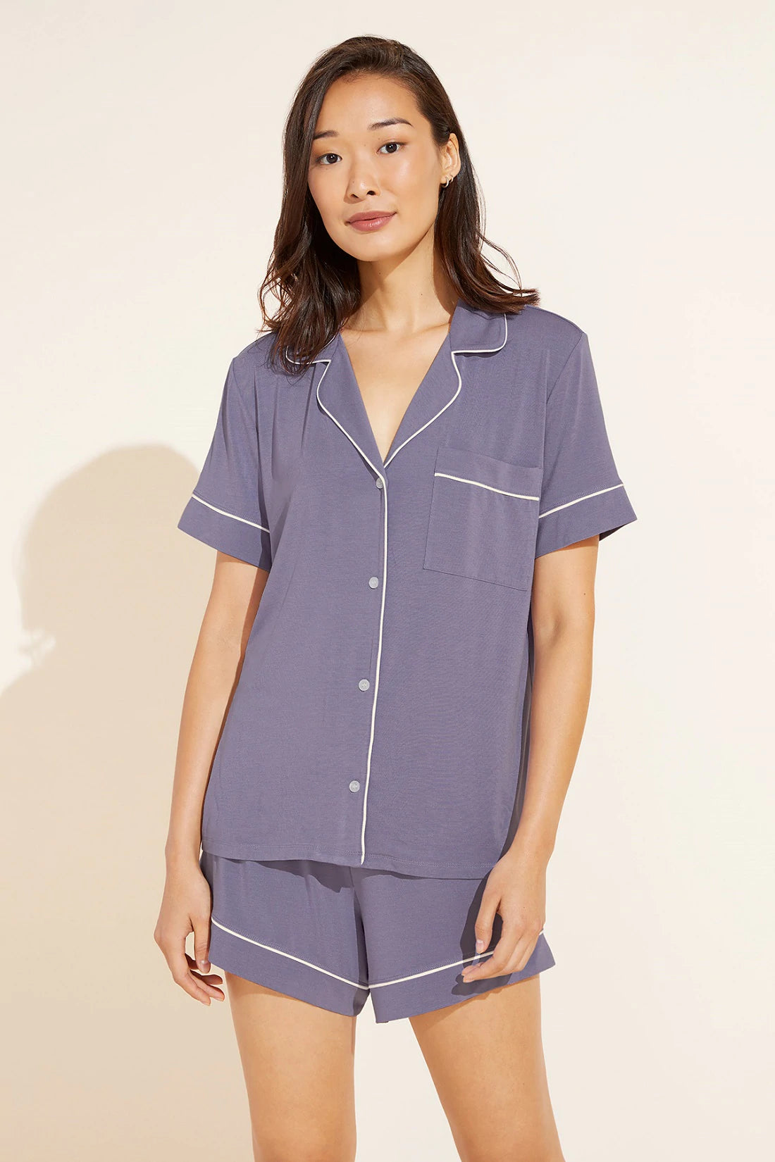 Eberjey Gisele Relaxed Short PJ Set - Delphinium/Ivory