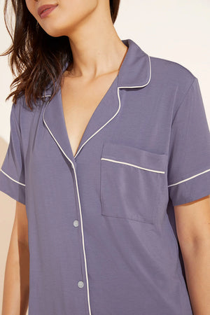 Eberjey Gisele Relaxed Short PJ Set - Delphinium/Ivory