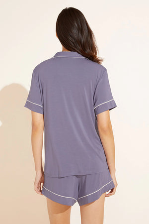 Eberjey Gisele Relaxed Short PJ Set - Delphinium/Ivory