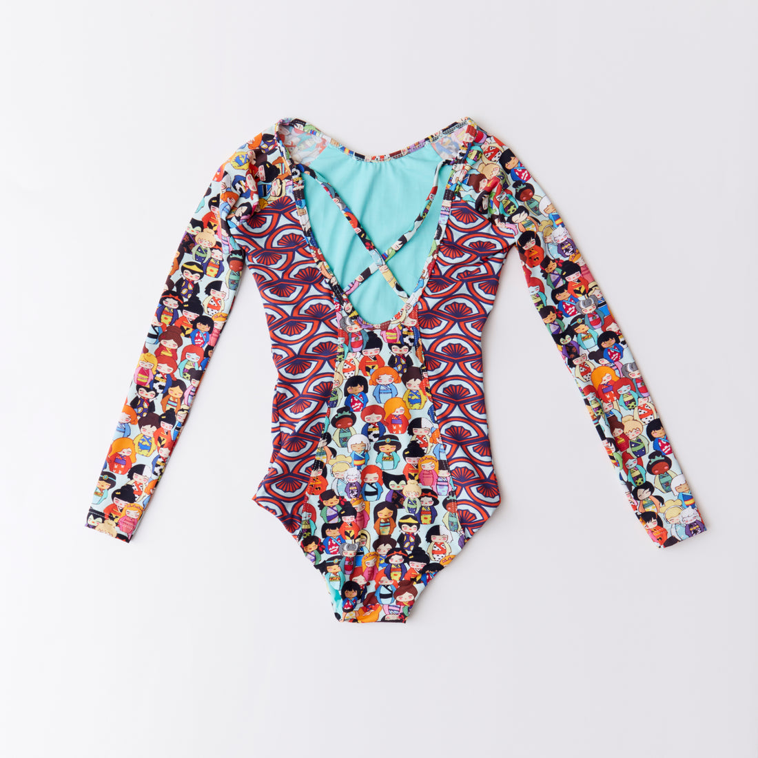 Gluck Beachwear Long Sleeve Print Swimsuit
