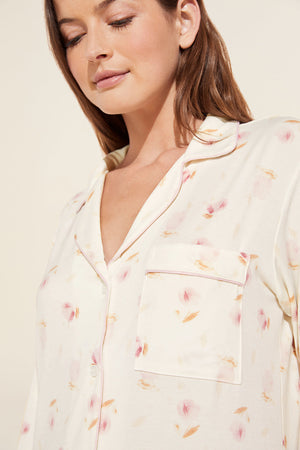 Eberjey Gisele Printed Sleepshirt - Tulip Off White/Light Lilac