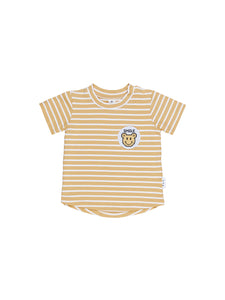 Huxbaby Digi Smile Stripe T-Shirt - White + Golden Stripe