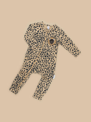 Huxbaby Leopard Patch Zip Romper - Honeycomb