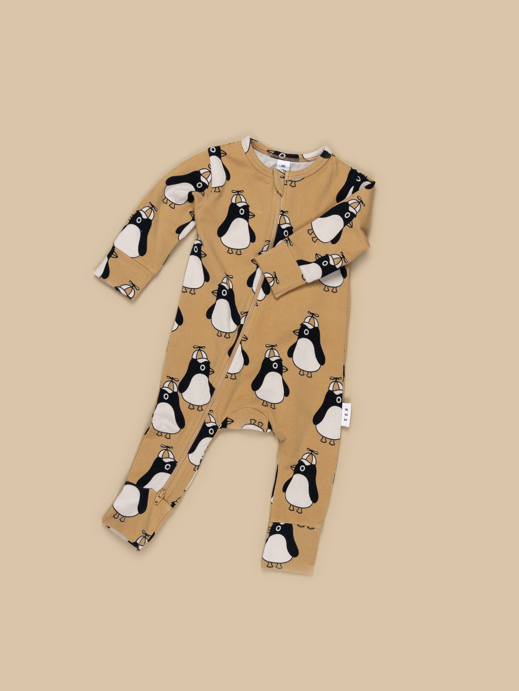 Huxbaby Cool Penguin Zip Romper - Amber