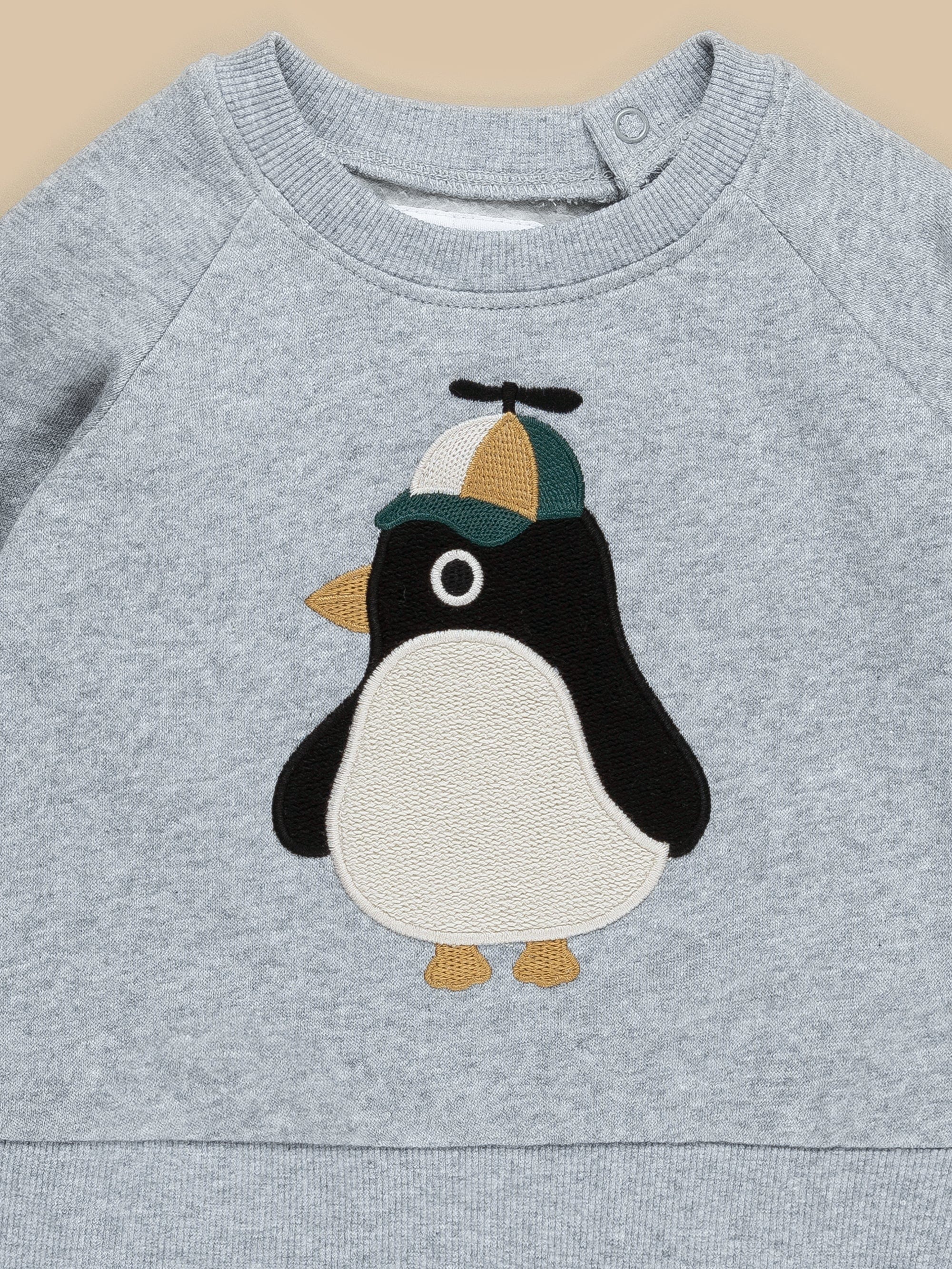 Huxbaby Cool Penguin Sweatshirt - Grey Marle
