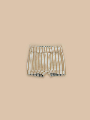 Huxbaby Stripe Reversible Short - Light Spruce + Amber Stripe