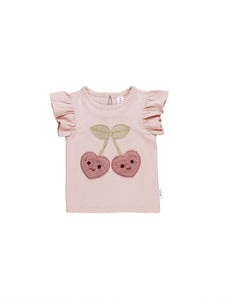Huxbaby Cherry Hearts Frill T-Shirt