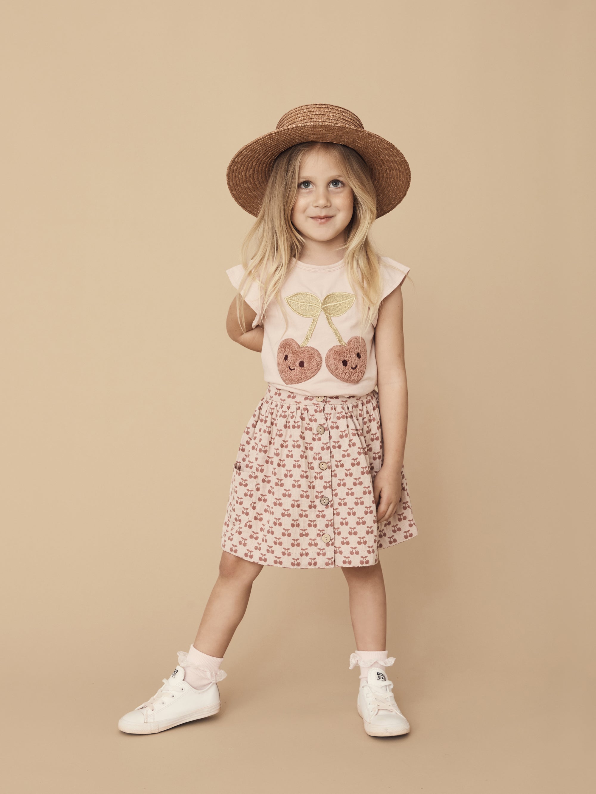 Huxbaby Cherry Hearts Frill T-Shirt