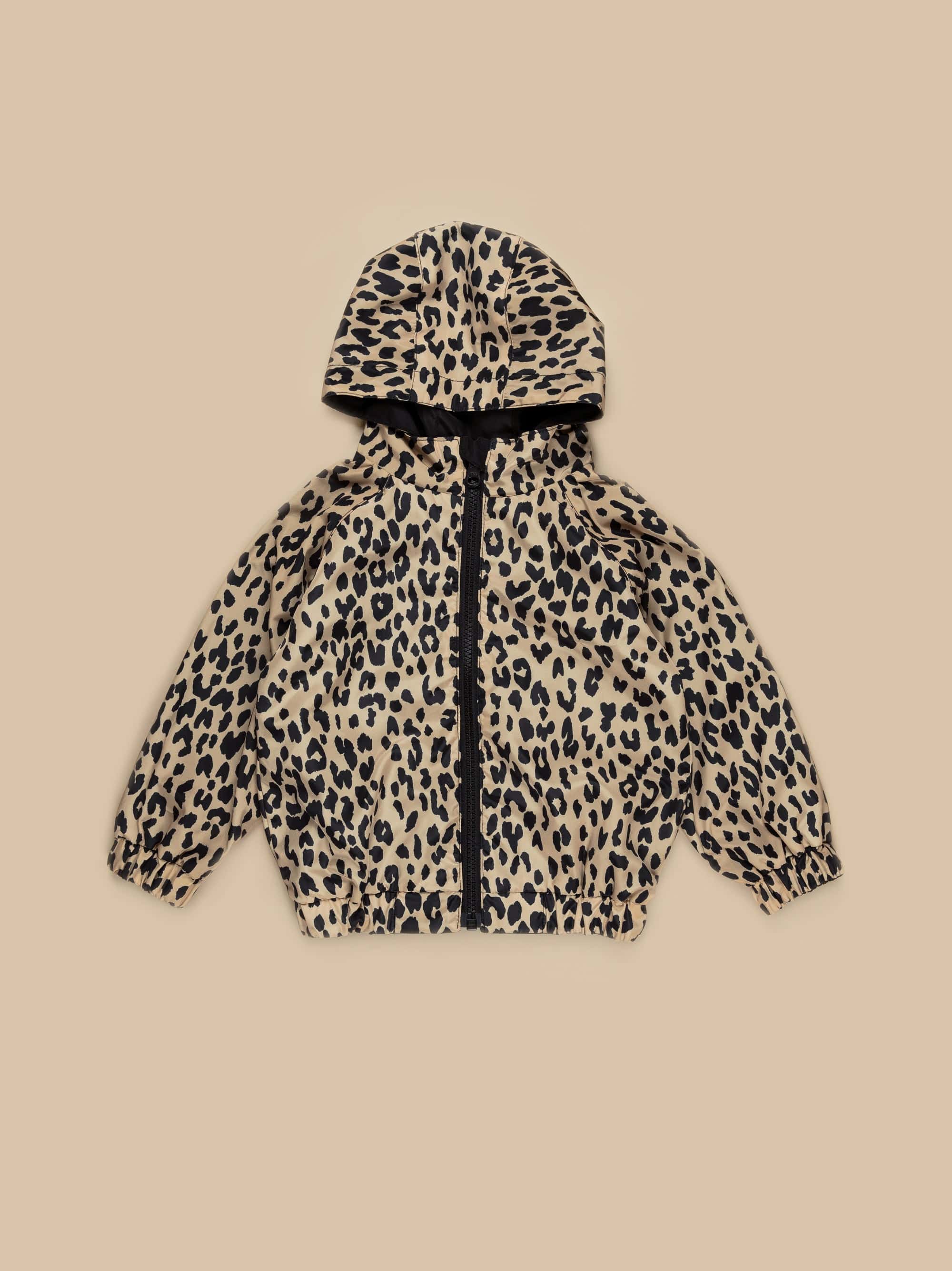 Huxbaby Leopard Reversible Rain Jacket - Honeycomb + Black