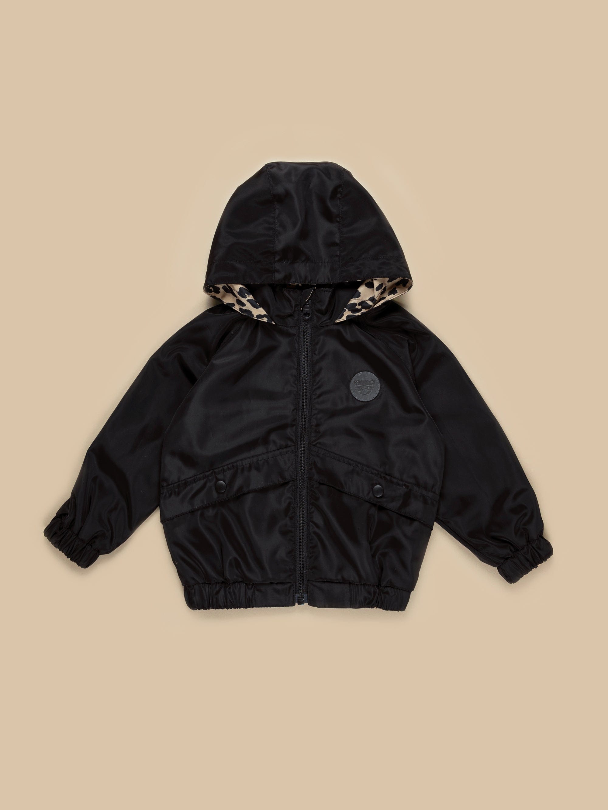 Huxbaby Leopard Reversible Rain Jacket - Honeycomb + Black