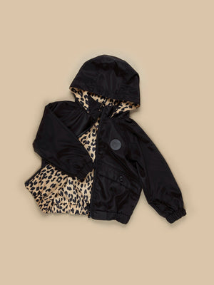 Huxbaby Leopard Reversible Rain Jacket - Honeycomb + Black