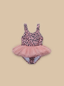 Huxbaby Leopard Ballet Swimsuit - Dusty Rose