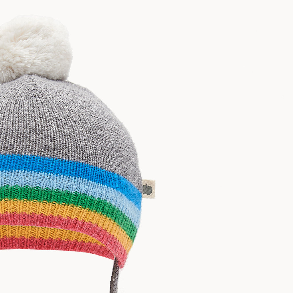 Bonnie Mob Hey Knit Hat - Rainbow Stripe Grey