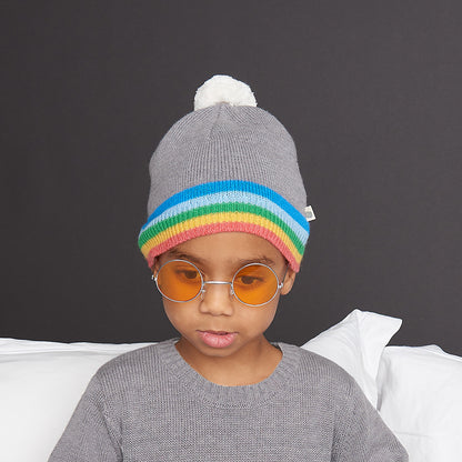 Bonnie Mob Hey Knit Hat - Rainbow Stripe Grey