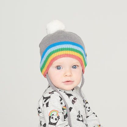 Bonnie Mob Hey Knit Hat - Rainbow Stripe Grey