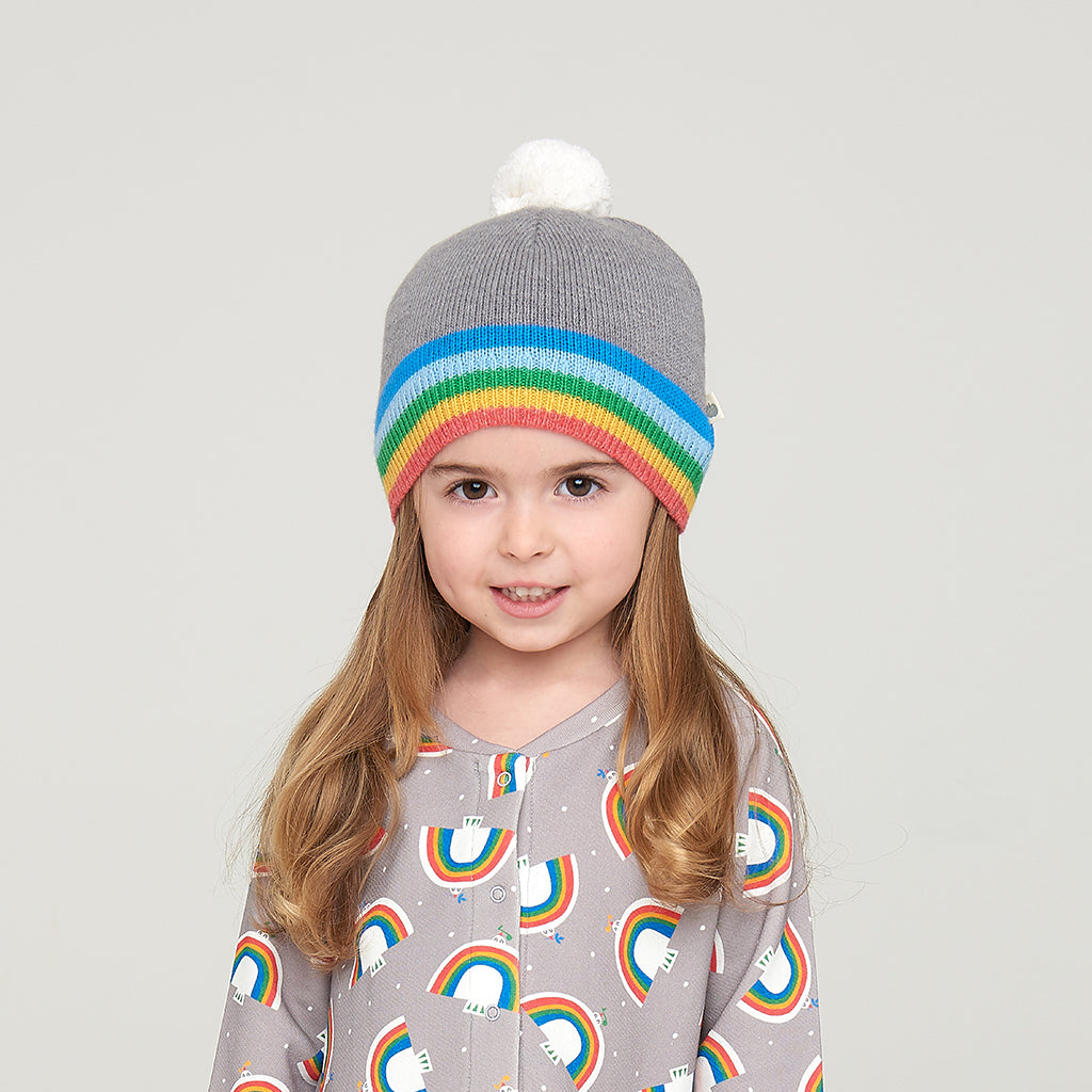 Bonnie Mob Hey Knit Hat - Rainbow Stripe Grey