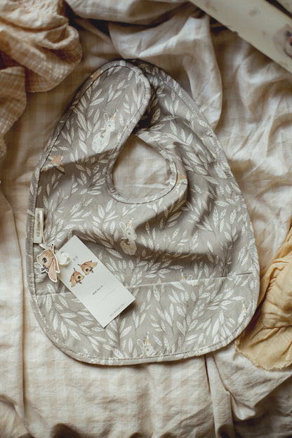 Mrs. Mighetto Baby Bib - Misty Leaf Grey