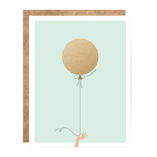 Inklings Paperie Mint &amp; Gold Balloon Scratch-off Card