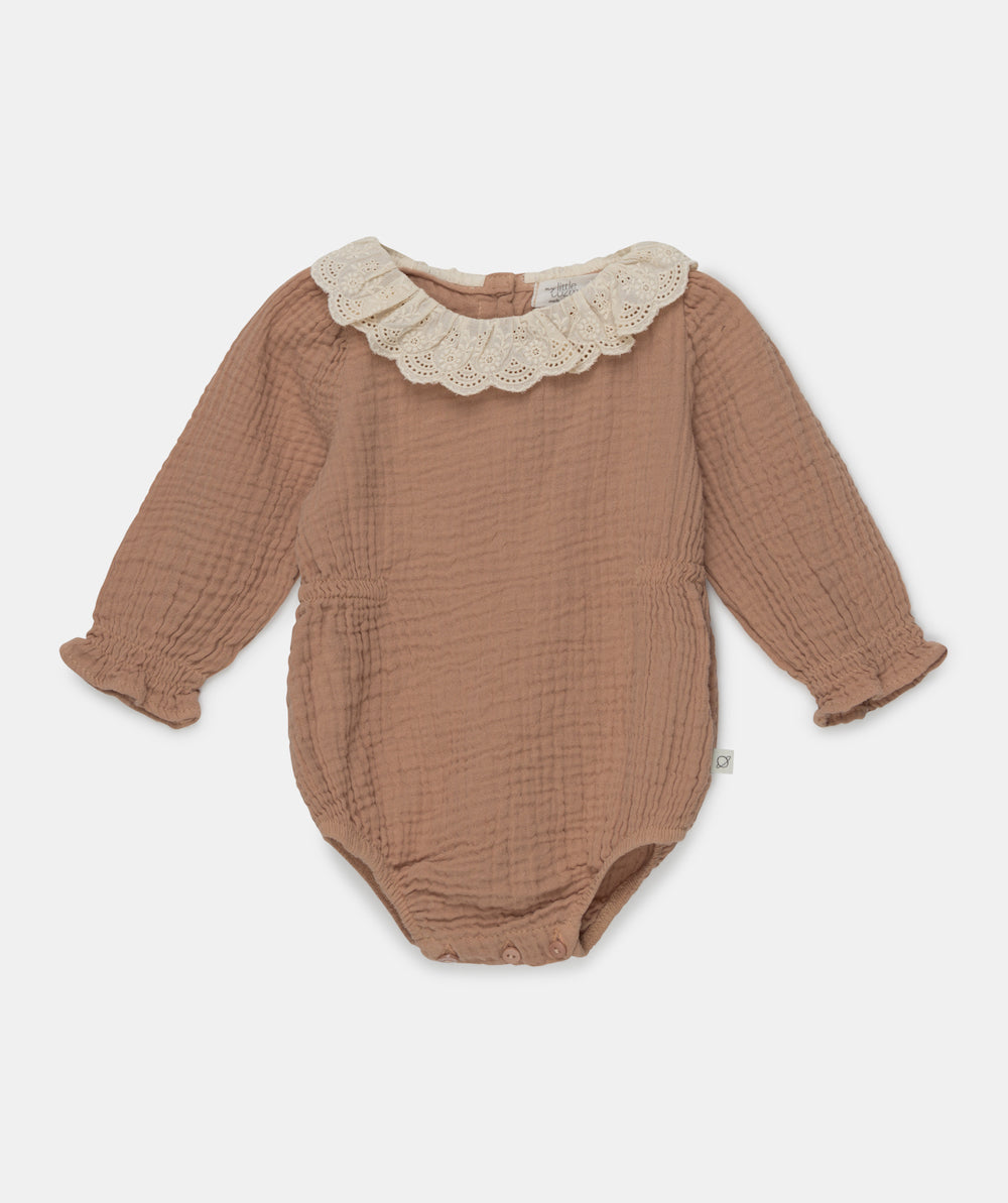 My Little Cozmo Julie Organic Baby Lace Romper - Pink