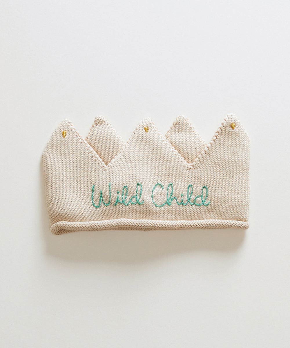 Oeuf Embroidered Crown - Eggshell/Fern
