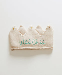 Oeuf Embroidered Crown - Eggshell/Fern