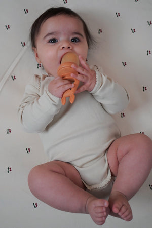 Konges Sløjd Silicone Fruit Feeding Pacifier Bunny - Almond/Terracotta