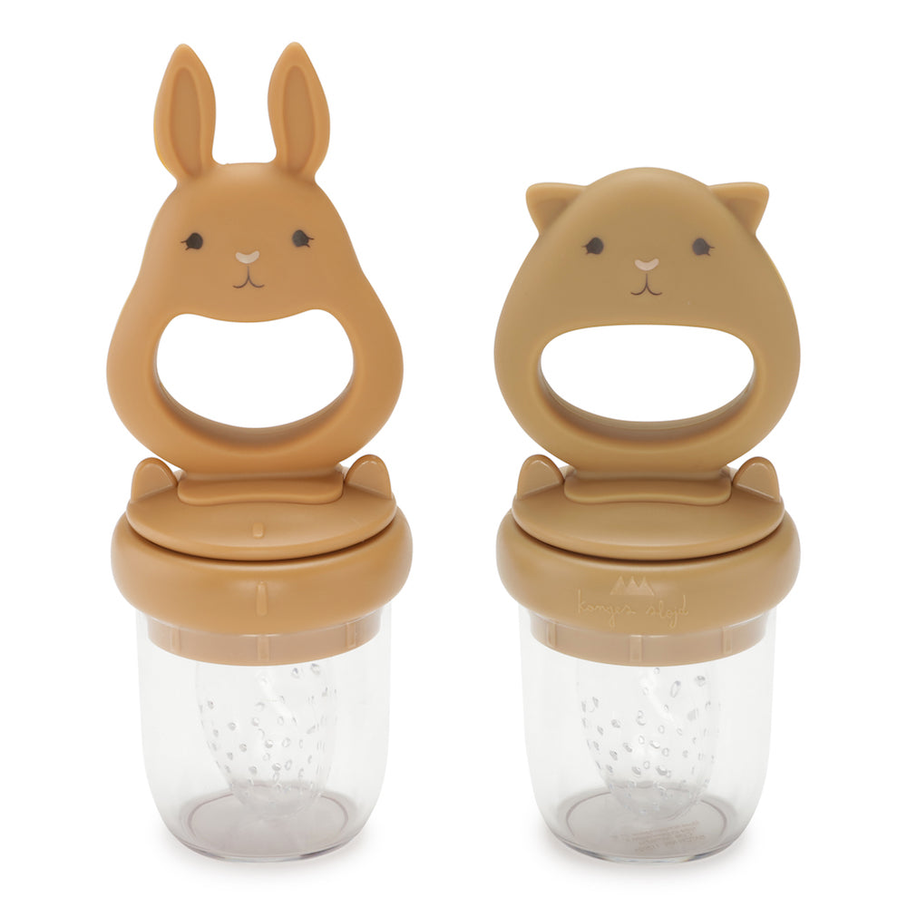Konges Sløjd Silicone Fruit Feeding Pacifier Bunny - Almond/Terracotta
