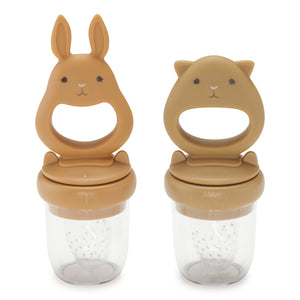 Konges Sløjd Silicone Fruit Feeding Pacifier Bunny - Almond/Terracotta