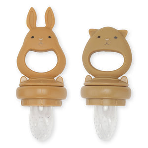 Konges Sløjd Silicone Fruit Feeding Pacifier Bunny - Almond/Terracotta